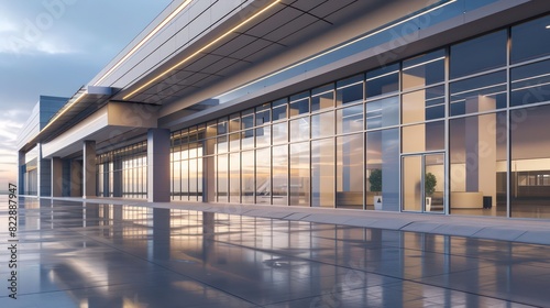 modern empty commercial store with exterior glass front view