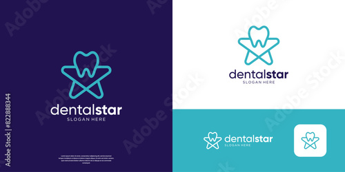 Dental care logo design geometric abstract star logo vector illustration.