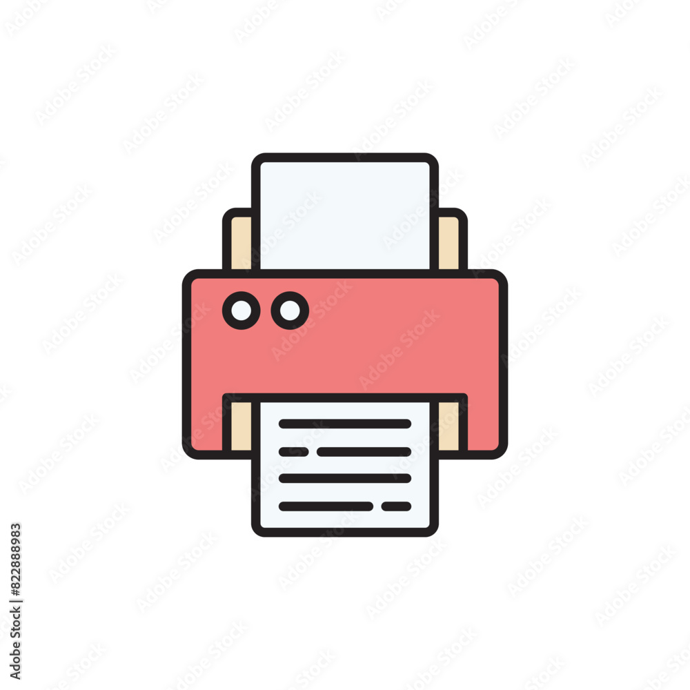 Printer icon design with white background stock illustration