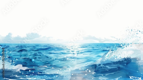 Ocean png border  blue nature  transparent background    