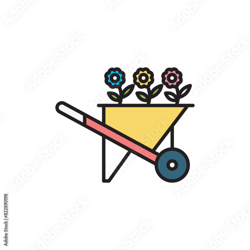 Wheel barrow icon design with white background stock illustration