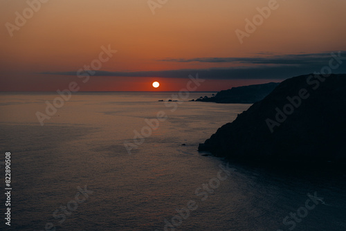 Dramatic sunset with twilight color sky and clouds.