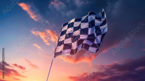 wallpaper of a racing checkered race flag in the air with perspective and dynamic