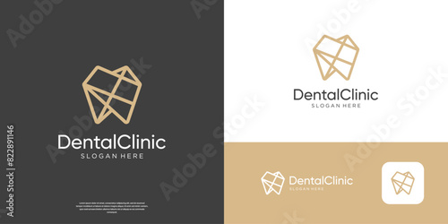 Abstract dental clinic logo template, dentistry icon symbol vector illustration.