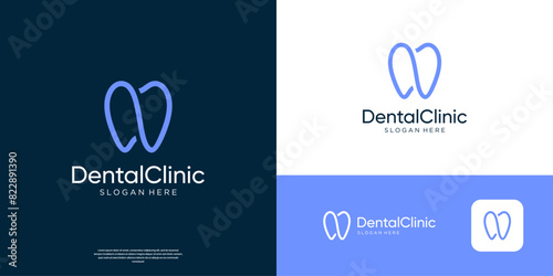 Letter N dental care logo design template.