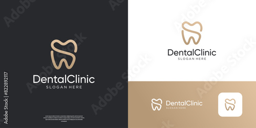 Minimalist dental care logo design with line art style.