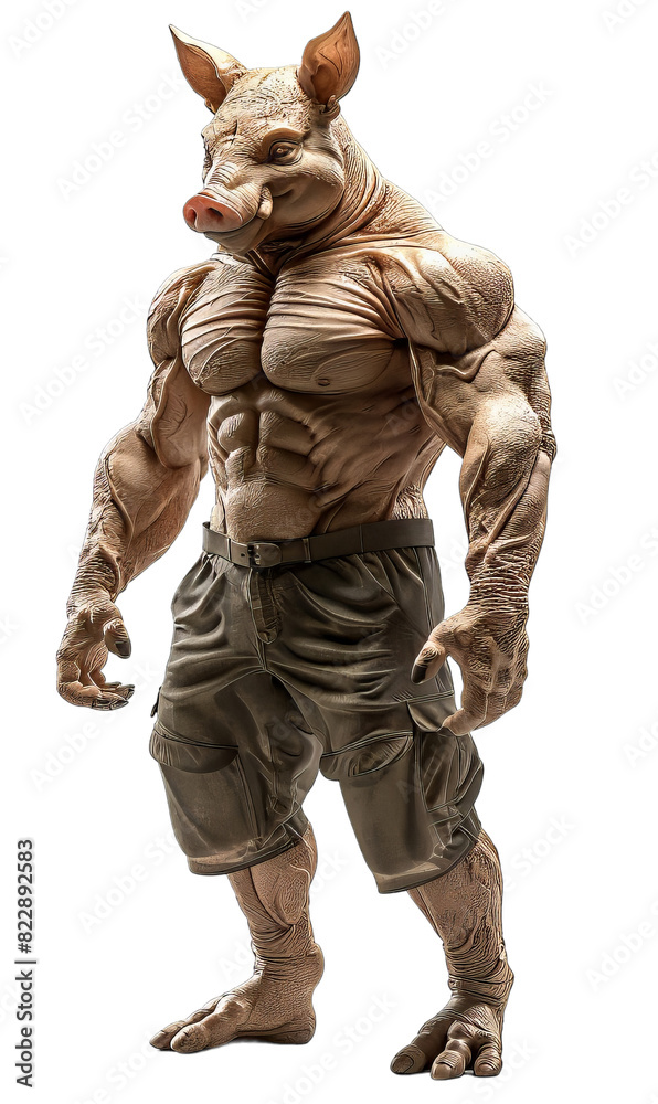 Muscular Humanoid Pig Isolated Muscular Humanoid Pig Isolated
