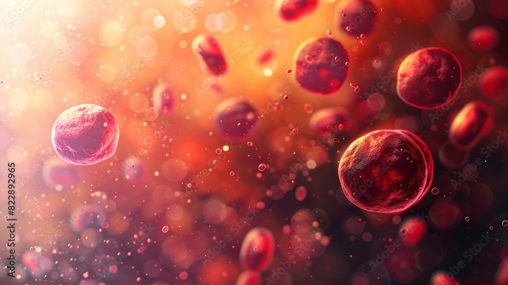 3D illustration of Red Blood Cells Background in Microscopic View 3D illustration of Red Blood Cells Background in Microscopic View