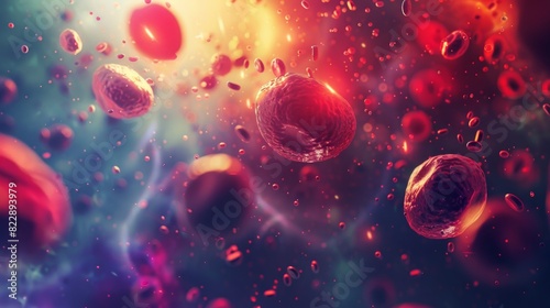 3D illustration of Red Blood Cells Background in Microscopic View photo