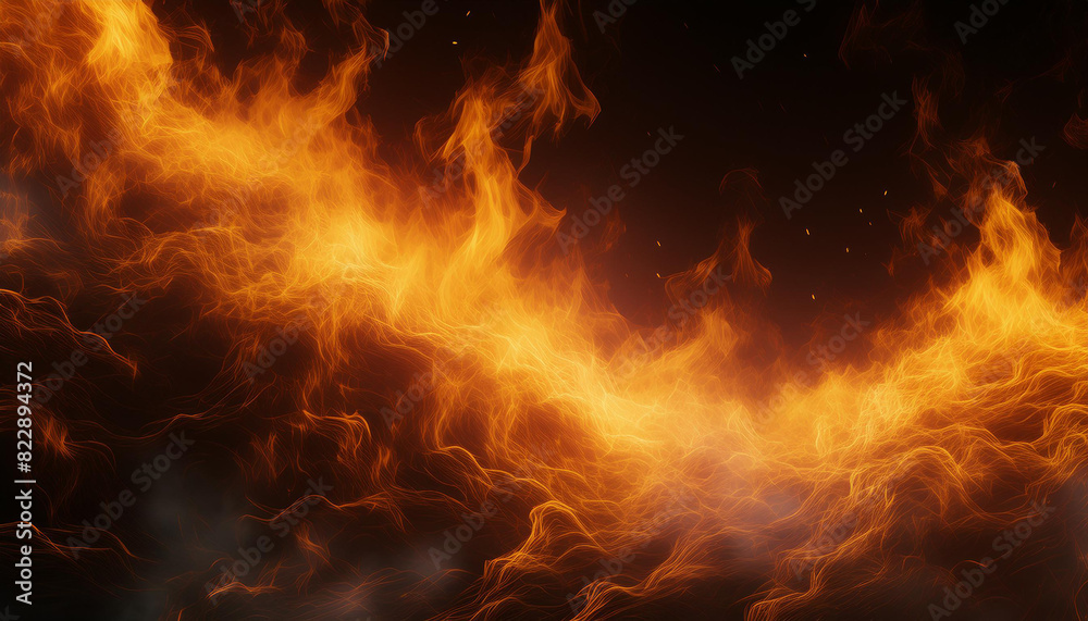 Fire in the fireplace firefly burning fire flame png background realistic 3d rendering for video effect isolated on black backdrop