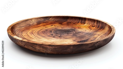 wallpaper of a handcrafted wooden plate on a white background © marco