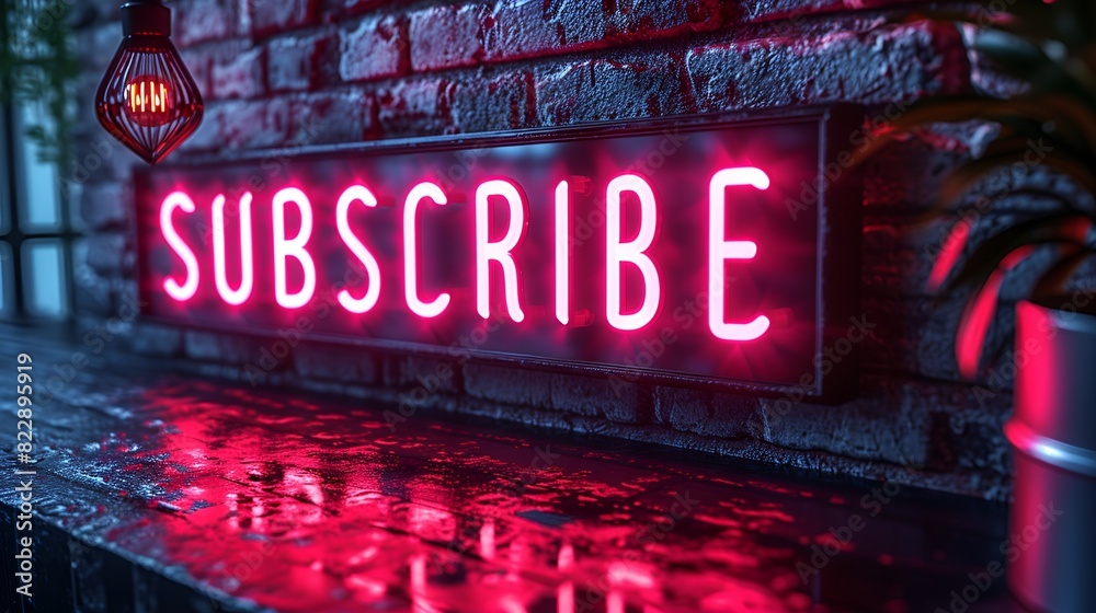 “SUBSCRIBE” - sign - graphic resource - background - neon on black background 