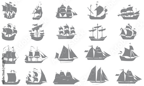 Pirate ship silhouette bundle