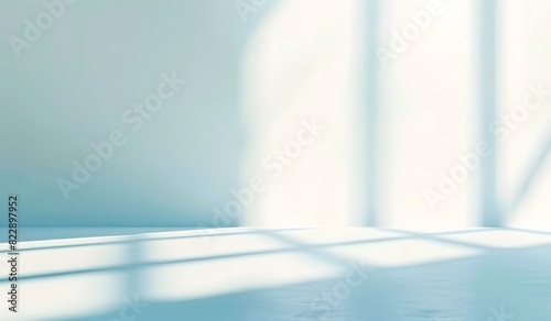 Minimalistic Light Blue Studio Room Background with White Wall