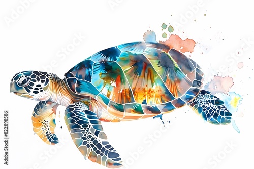 watercolor art. illustration of a turtle