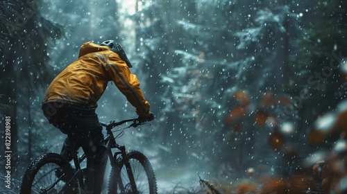 Cyclist Braving the Storm photo