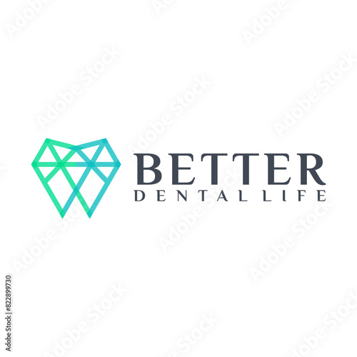 Diamond line icon, jewelry and dental logo vector