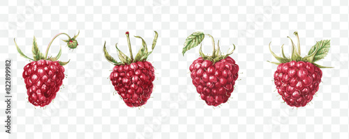 Raspberry fruit watercolor isolated transparent