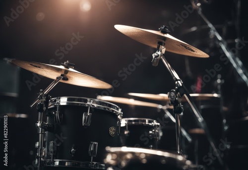 s studio metal drum set rock style kit drumming dark instruments close musician drums performance black various cymbals focused background music light green stage concert photo