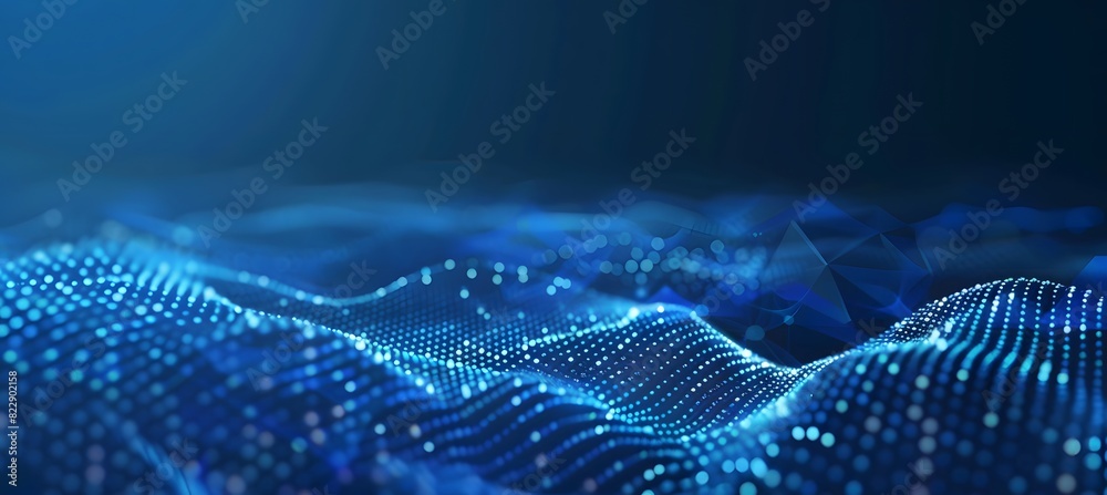 Dark Blue Abstract Low Poly Background with Glowing Dots and Lines ...