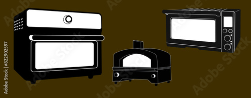 A picture of several stoves for cooking and heating food. A stove to warm and heat various foods with a modern and great design