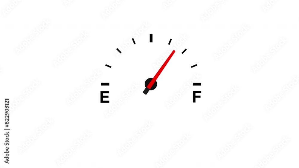 Full gas fuel gauge dial 2d animation black screen Full gas fuel gauge dial 2d animation black screen