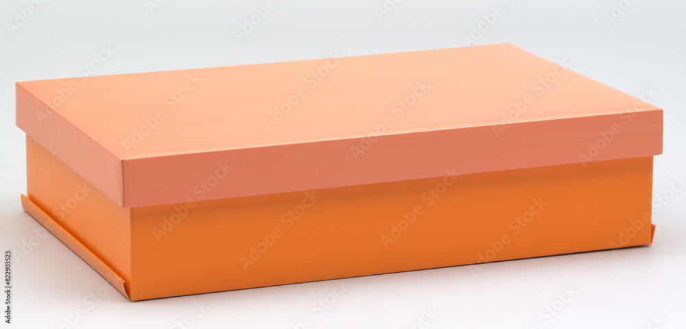 Rectangular blank box in tangerine orange with a peach lid, playful and fun. Rectangular blank box in tangerine orange with a peach lid, playful and fun.