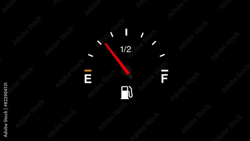 Empty gas fuel gauge dial 2d animation black screen Empty gas fuel gauge dial 2d animation black screen