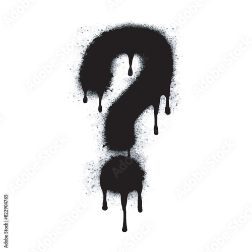 Spray Painted Graffiti question mark, exclamation mark Sprayed icon isolated on white background. graffiti No Sign symbol with overspray in black on white. Vector illustration.