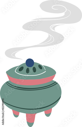 Chinese incense burner smoke illustration