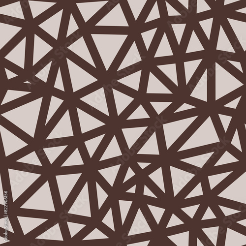 Abstract template background. Brown color. Compact triangles size. Heavy lines weight. Repeatable pattern. Seamless tileable vector illustration.