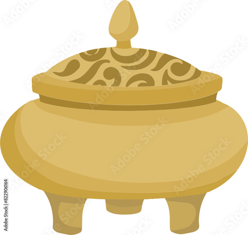 Chinese incense burner smoke illustration