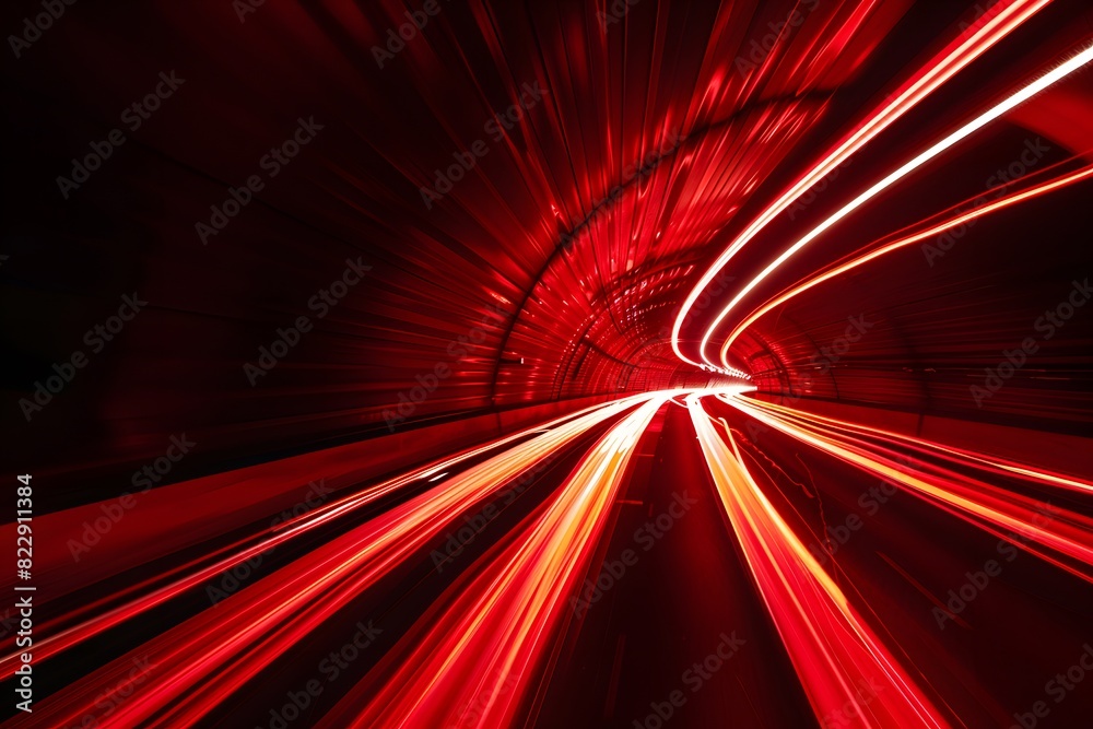 Abstract Red Light Trails on Black Background Abstract Red Light Trails on Black Background