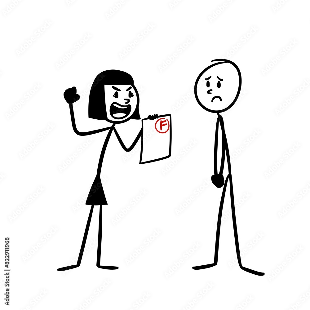 stick figures are scolded because their grades are bad stick figures are scolded because their grades are bad