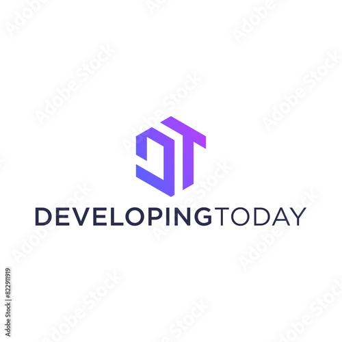 Letter D T logo vector illustration