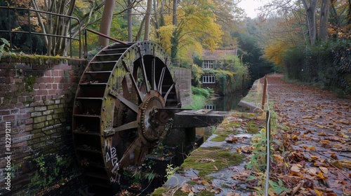 A timeless waterwheel standing guard over a historic canal.