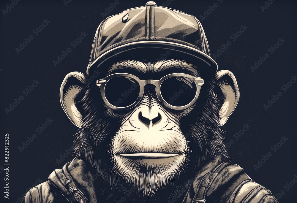 illustration shirt label cap monkey vector emblem sunglasses baseball t poster element sign design animal head graphic gorilla cool face wild primate illustration shirt label cap monkey vector emblem sunglasses baseball t poster element sign design animal head graphic gorilla cool face wild primate