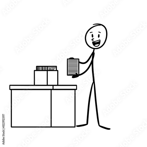 stick figure finds files in the stack