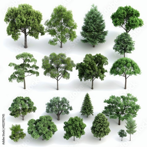 Environmental growth trees forested set transparent backgrounds 3d render   