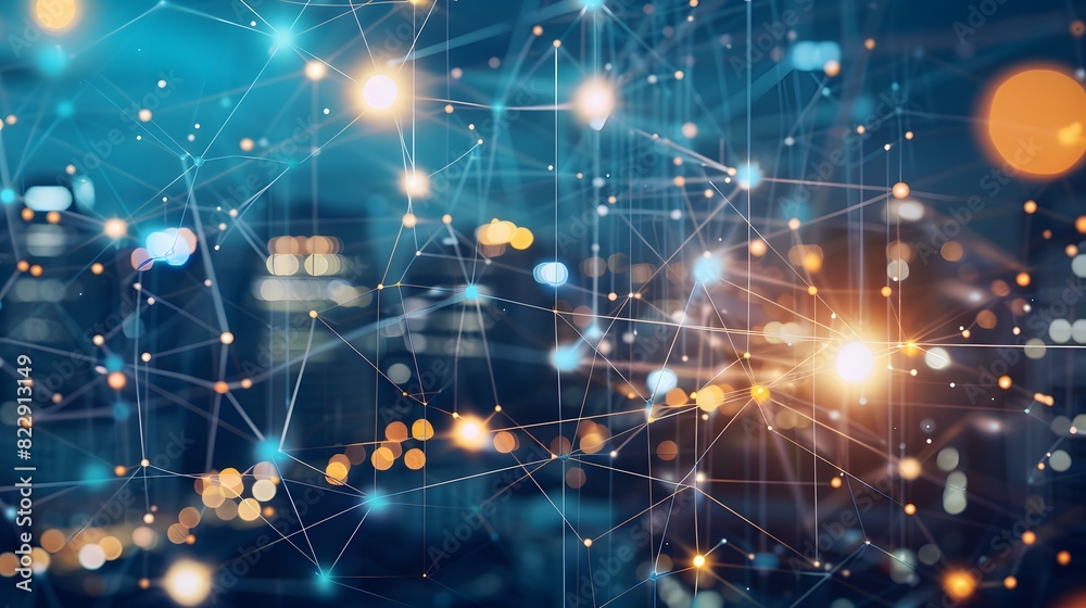Obraz premium Abstract Technology Background with Digital Network and Smart City