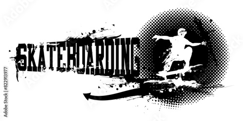 Male Skateboarding Banner Vector Illustration