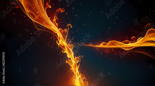 Abstract Illustration Background with Fire Waves Theme photo