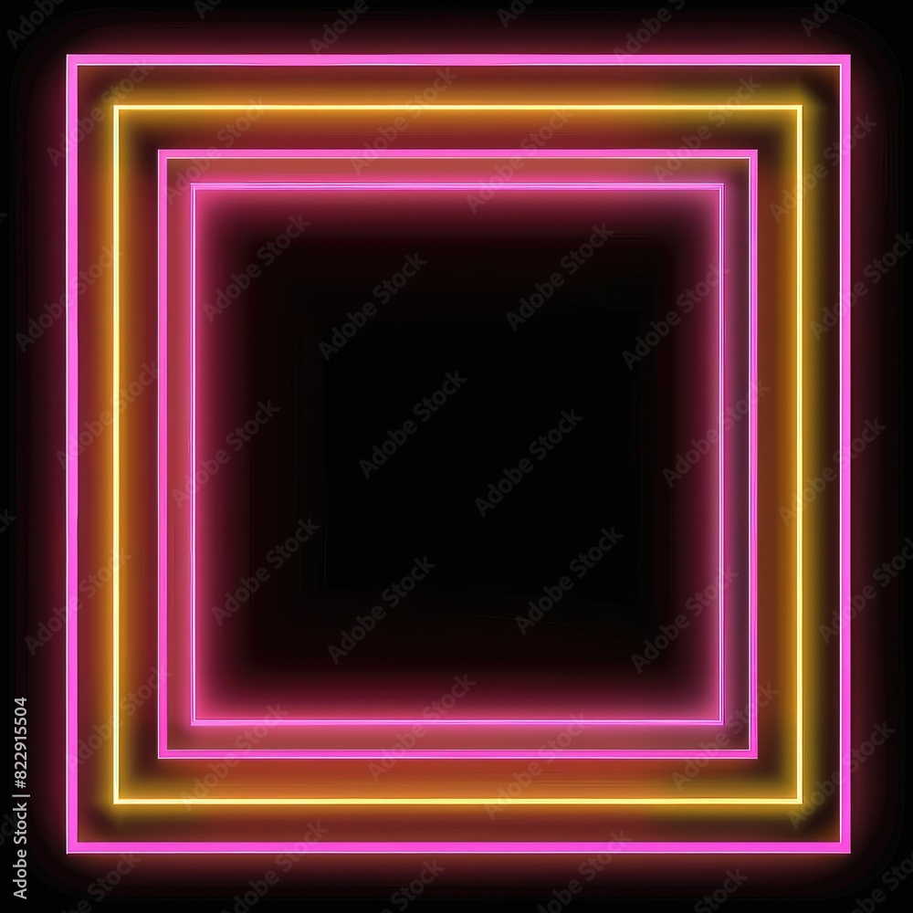 Retro neon glowing square frame. Glowing border. Retro neon glowing square frame. Glowing border.