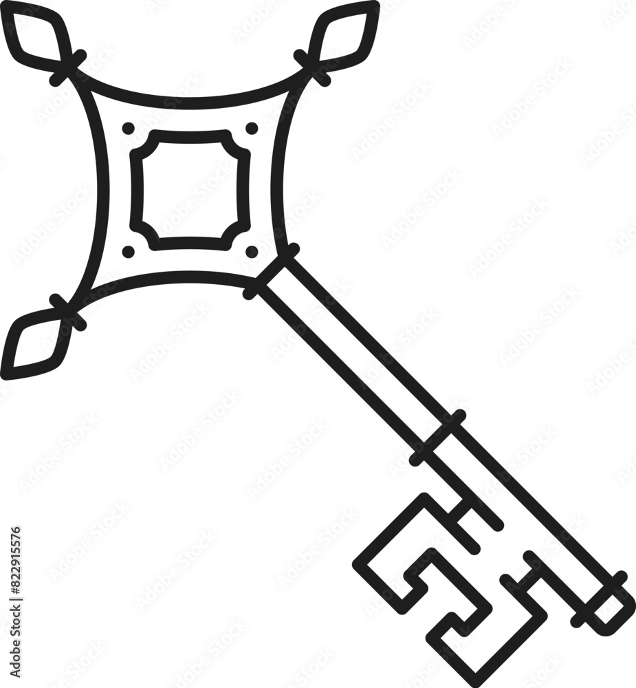 Medieval heraldry line icon of heraldic key for royal crest, vector emblem. Heraldic key icon of king or knight vintage symbol for coat of arms, monarchy and kingdom heraldry antique key Medieval heraldry line icon of heraldic key for royal crest, vector emblem. Heraldic key icon of king or knight vintage symbol for coat of arms, monarchy and kingdom heraldry antique key