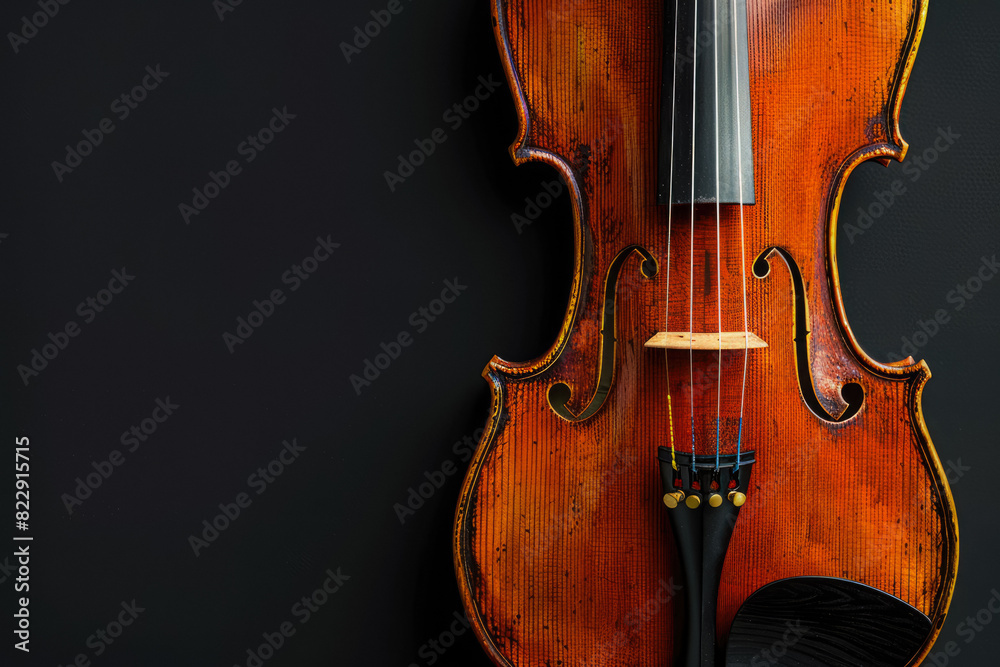 Classic Wooden Violin Closeup On Neutral Black Background Created Using Artificial Intelligence Classic Wooden Violin Closeup On Neutral Black Background Created Using Artificial Intelligence