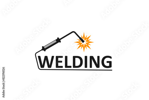 Weld icon of welder work tool and sparks. Vector metal work, welding and cutting workshop isolated symbol with gas metal arc weld machine torch black silhouette, welding fabrication themes