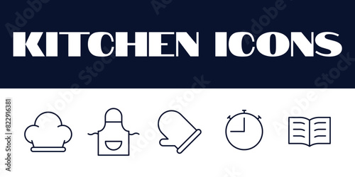 Kitchen icons set. kitchen line icons set vector. kitchen items tools vector icons.  photo