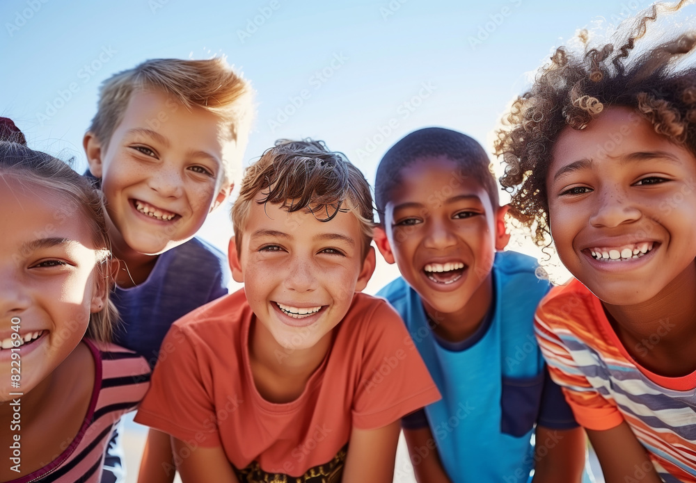 Happy smiles of multiracial children Happy smiles of multiracial children