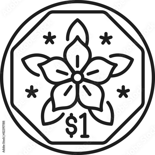 Singapore travel and vacation icon of money coin cent, vector symbol. Singapore dollar coin currency, Southeast Asia city icon for travel landmark, tourist sightseeing, financial history and culture