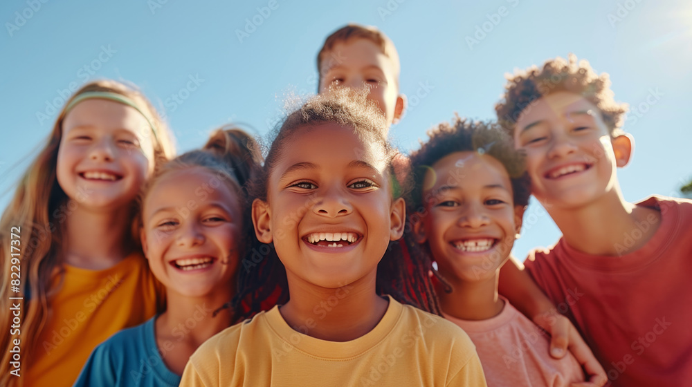 Happy smiles of multiracial children